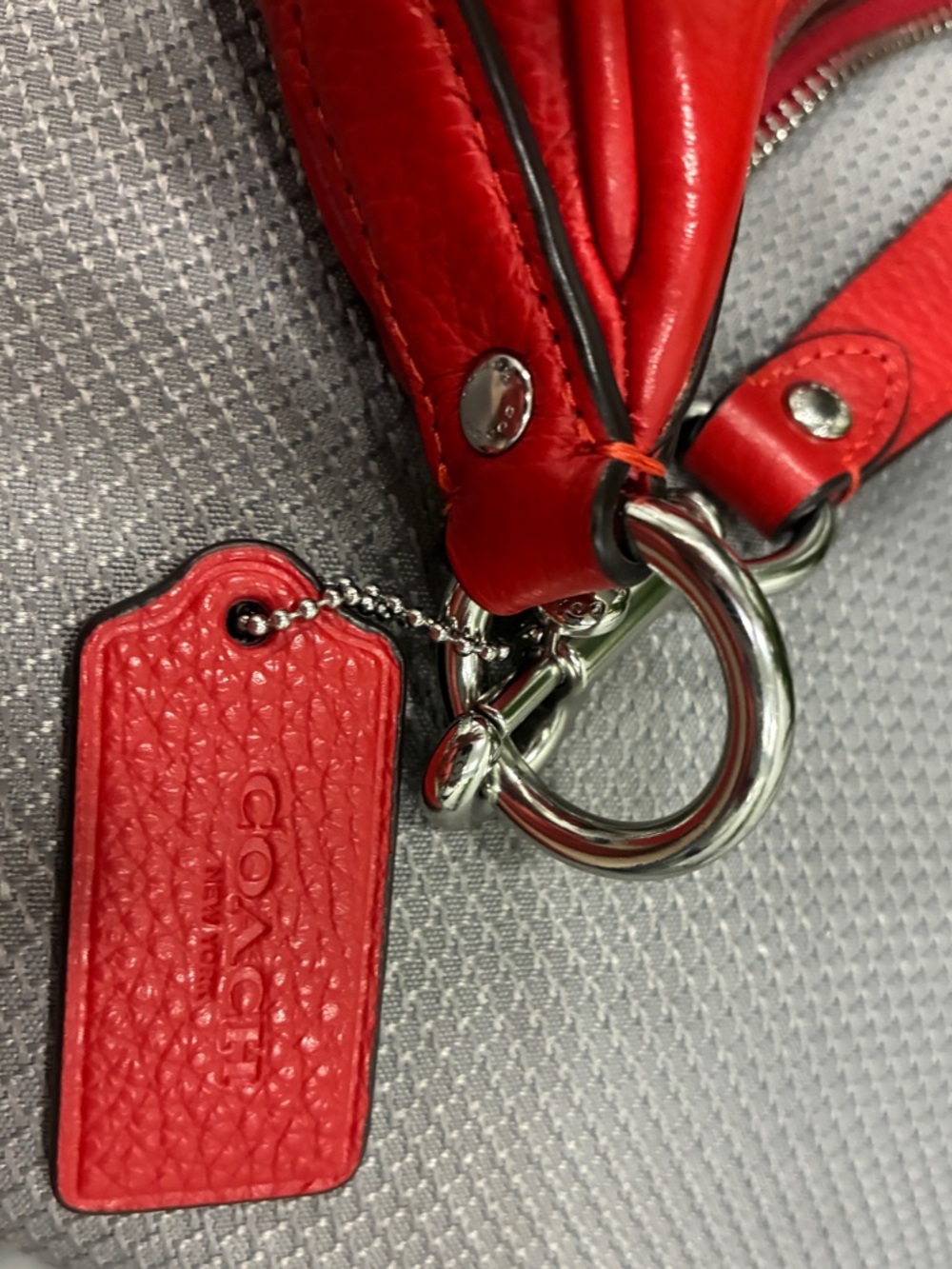 Coach Pebbled Leather Red Hobo Bag with Detachable Strap - Picture 9 of 14